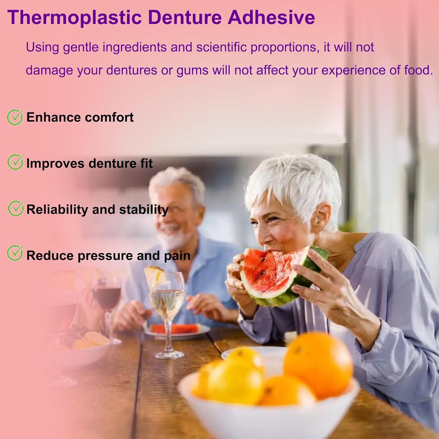 2PCS Thermoplastic Denture Adhesive, Extra Strong and Durable Denture-Adhesive, Ultra Max Hold Adhesive, Can Last Up to 4 Days, Suitable for All Ages