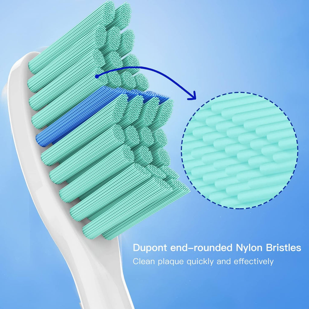 Replacement Toothbrush Heads Compatible with Philips-Sonicare: fits e-Series HX7022 CleanCare & Xtreme Screw-on Electric Brush Handles, 6 Pack