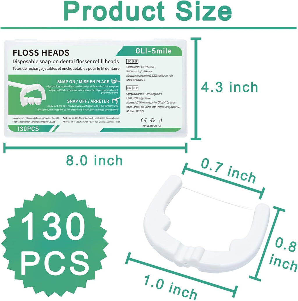 Ultraclean Access Flosser Refill Heads, Effective Plaque Removal for Proper Oral Care & Hygiene, Durable Flosser Refill Heads, PFAS Free, 130ct