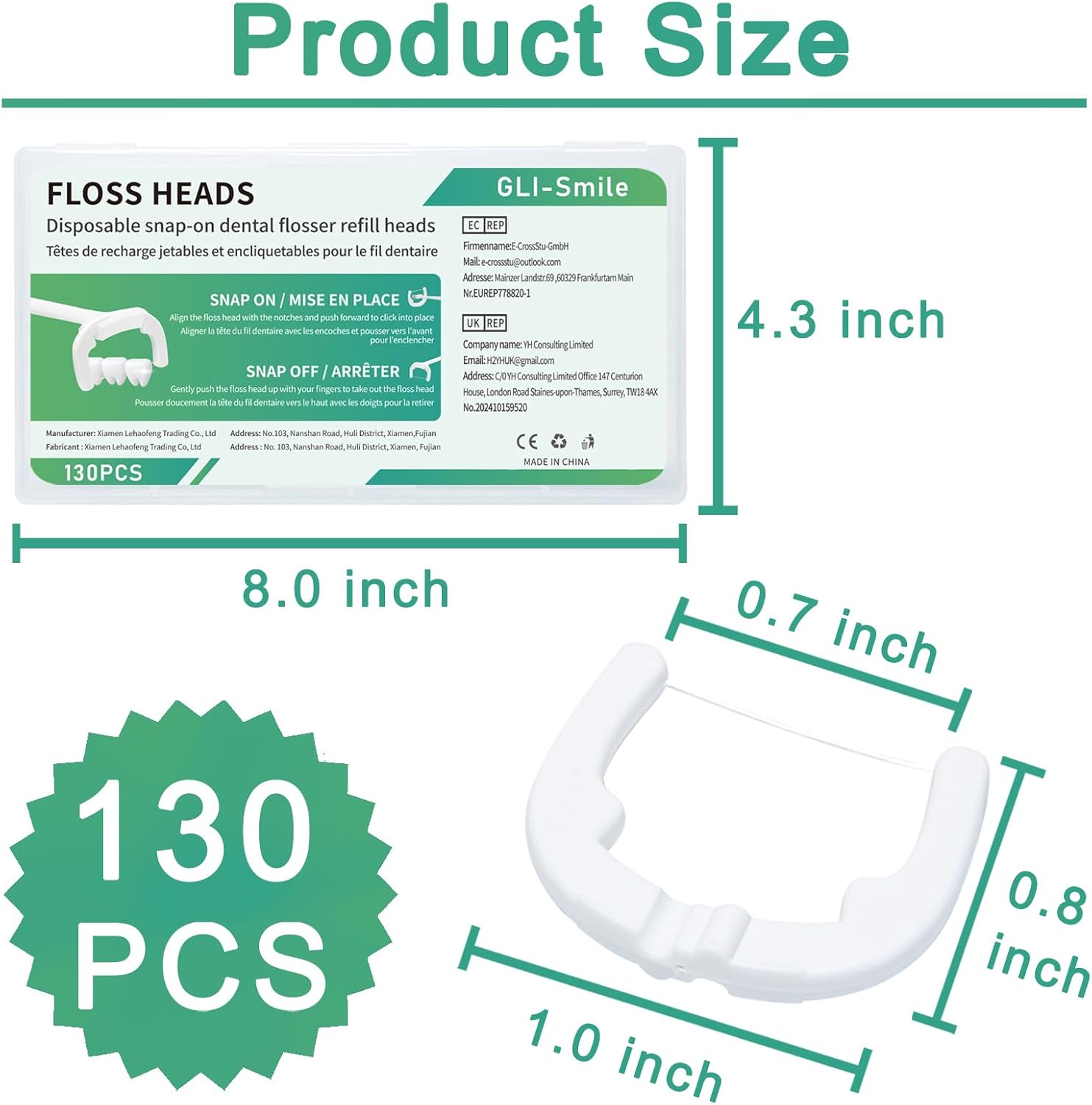 Ultraclean Access Flosser Refill Heads, Effective Plaque Removal for Proper Oral Care & Hygiene, Durable Flosser Refill Heads, PFAS Free, 130ct