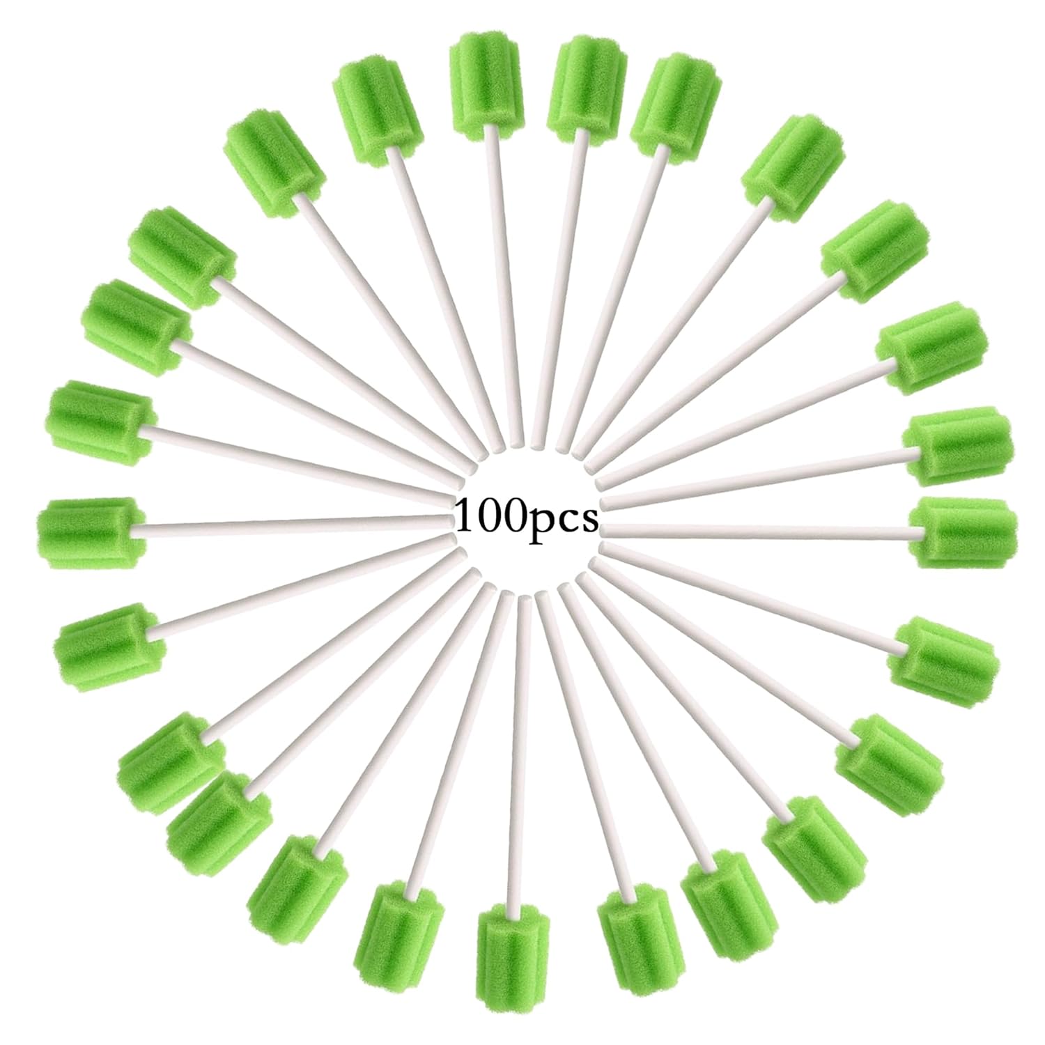 100Pcs Disposable Mouth Sponge Swabs Elderly Kids Adults Tooth Mouth Cleaning Individually Wrapped (Green)