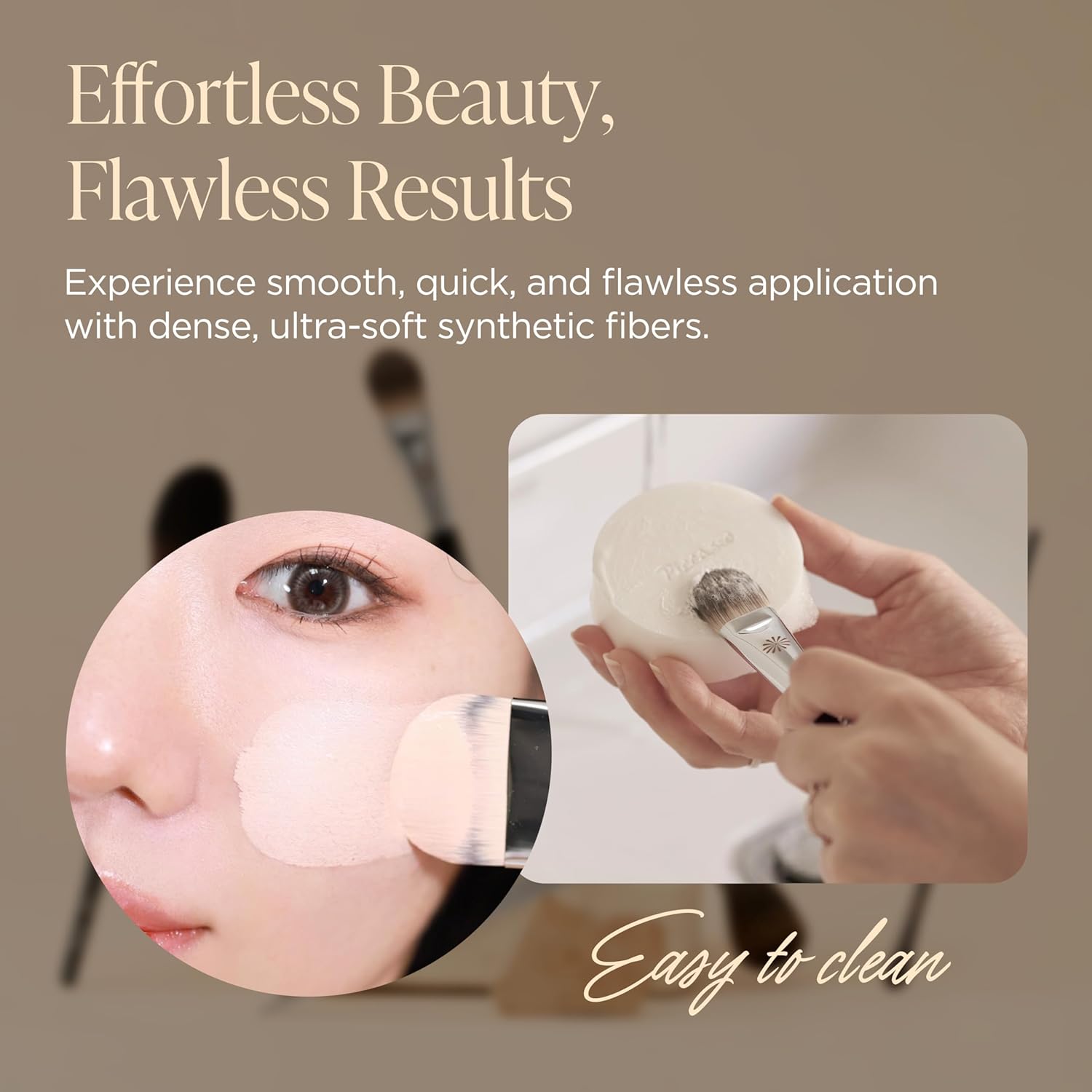 Piccasso FB20 Foundation Brush – Flat Makeup Brush for Liquid & Cream Foundation, Soft Synthetic Bristles for Seamless and High-Coverage Face Makeup, Professional Korean Beauty Tool for Daily Use