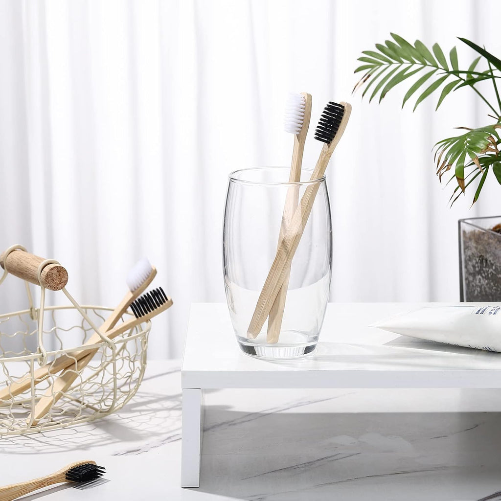 Vesici 200 Pieces Bamboo Toothbrushes Bulk Soft Bristles Toothbrushes with Micro Fur Ultra Wooden Bamboo Teeth Brushes Manual for Adults Travel Family Hotel Use Individually Packaged