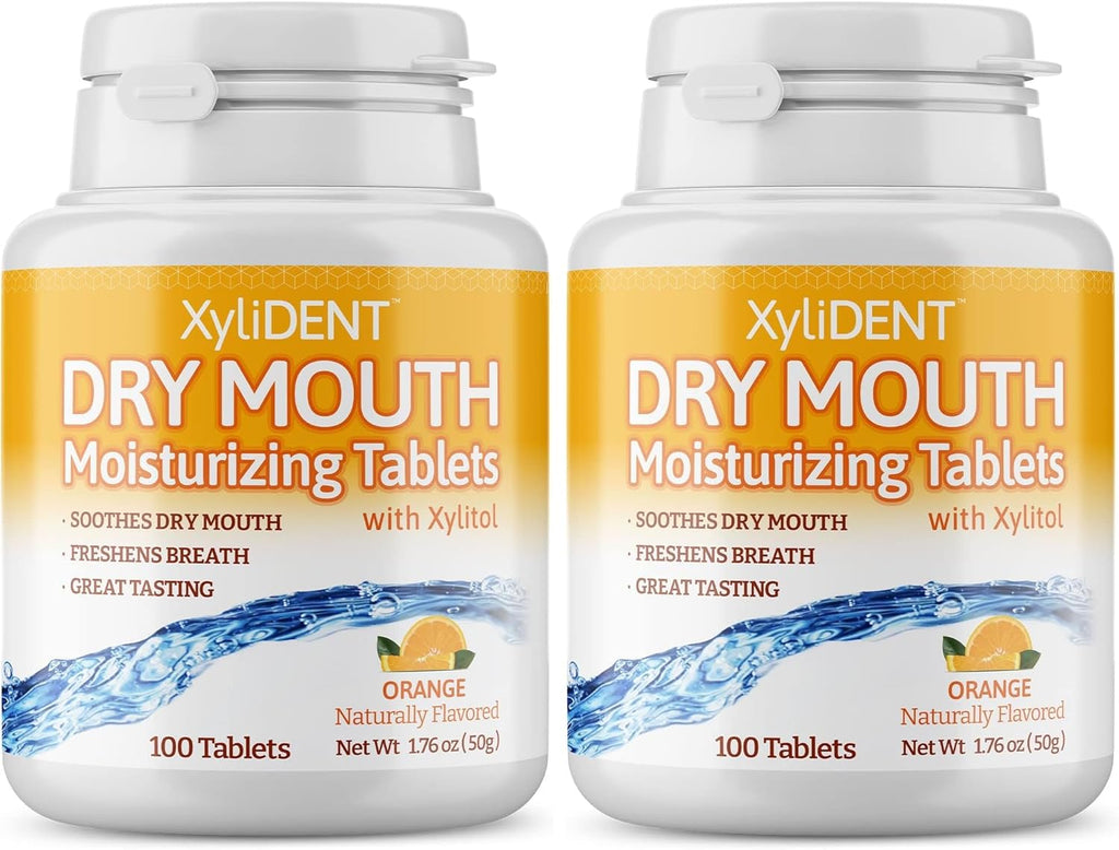 Nature's Stance XyliDENT Xylitol Tablets for Dry Mouth Relief - Stimulates Saliva, Freshens Breath, Reduces Acid Production, Fast Acting Relief, 100 Count (Orange) (Pack of 2)