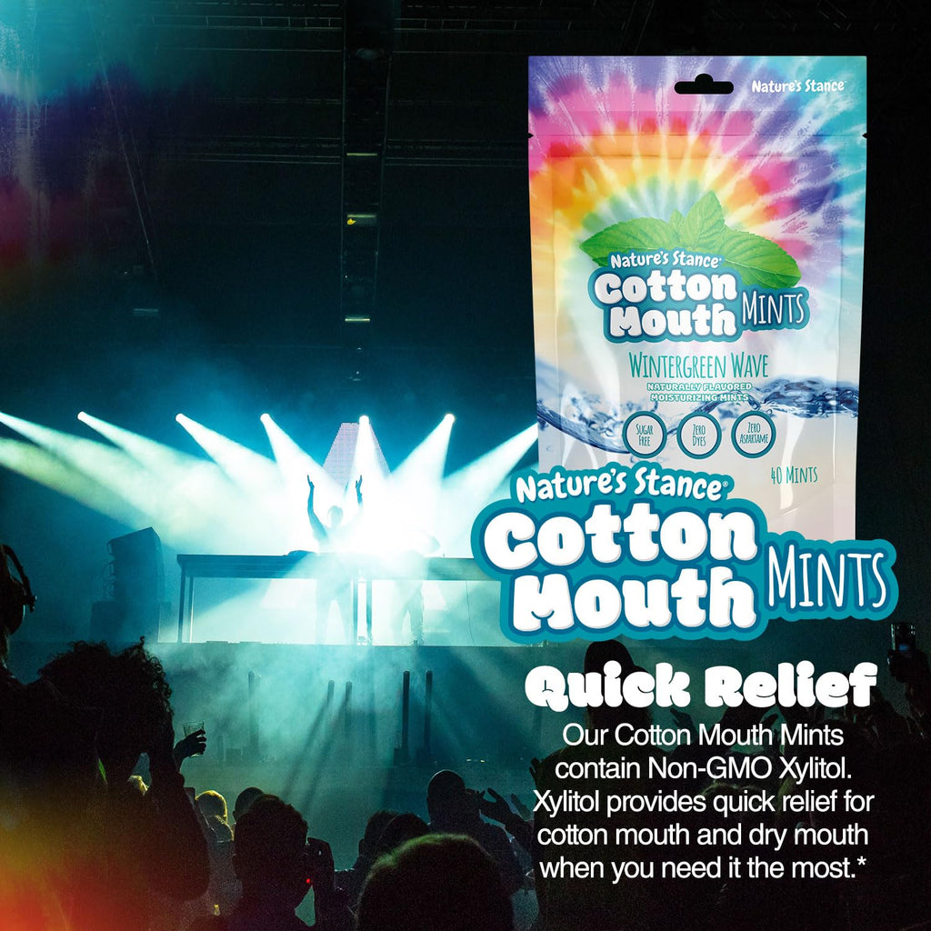 Nature's Stance Xylitol Mints for Cotton Mouth Relief, Dry Mouth Lozenges Sugar Free, Mouth Watering Mints - Stimulates Saliva & Freshens Breath, 40 Count (Wintergreen Wave)