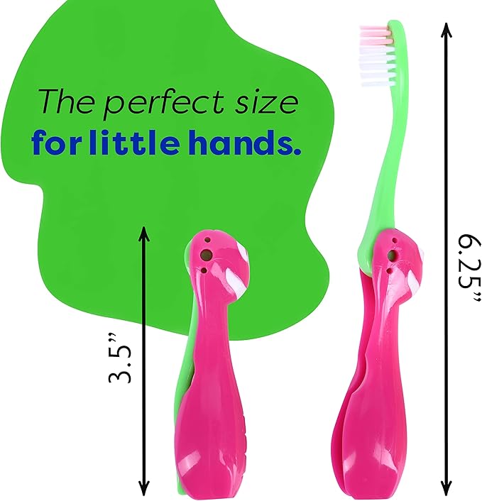 Kids' Soft Toddler Toothbrush, Gentle Bristles for Home, School, Camp, Sleepovers - Folding Handles for Tiny Hands (3 Pack)