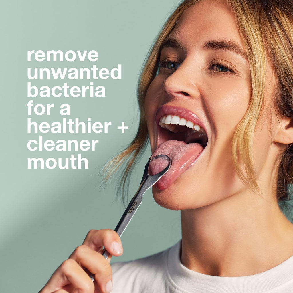 Davids Tongue Scraper for Adults and Kids, 100% Medical Grade Professional Stainless Steel Tongue Scraper, Made in USA