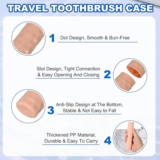 uxcell 2Pcs Travel Toothbrush Case, 8.1x1.4x1 Portable Travel Toothbrush Holder with Dot, Plastic Toothpaste Container for Bathroom, Gym, Business Trip, Camping, Light Pink