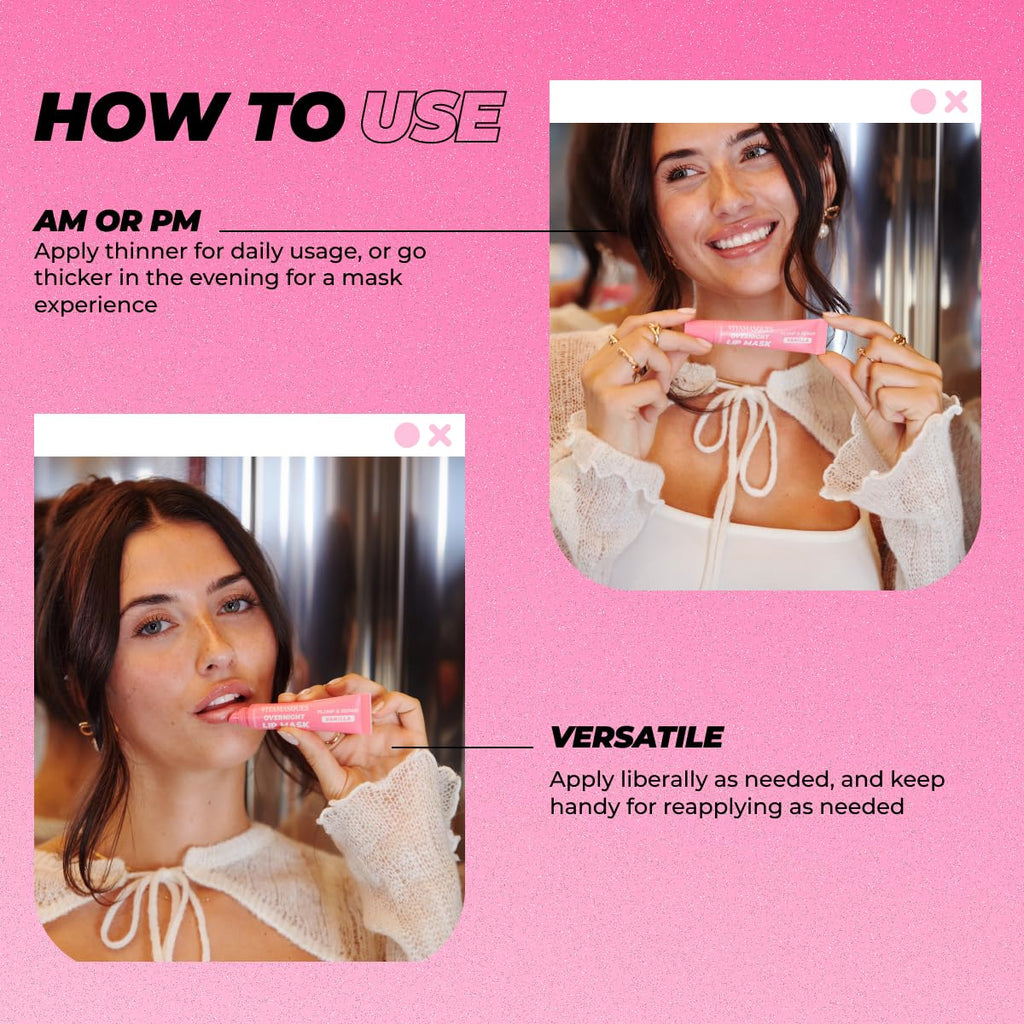 Vitamasques Overnight Lip Mask - Hydrating Vanilla Lip Balm Moisturizer with Vitamins & Natural Oil Hydrates, Nourishes & Plumps Lips Area - Korean Skin Care Lip Care Products (Pack of 3)