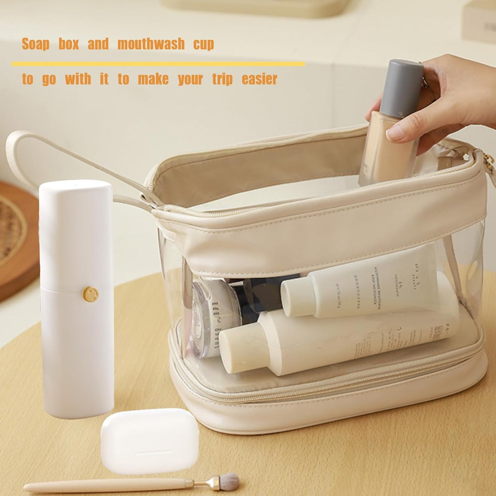 Portable Toothbrush and Toothpaste Holder & Travel Soap Case Set, Leakproof, Large Capacity, Breathable Travel Toothbrush Holder for Trips, Gym, Camping and School