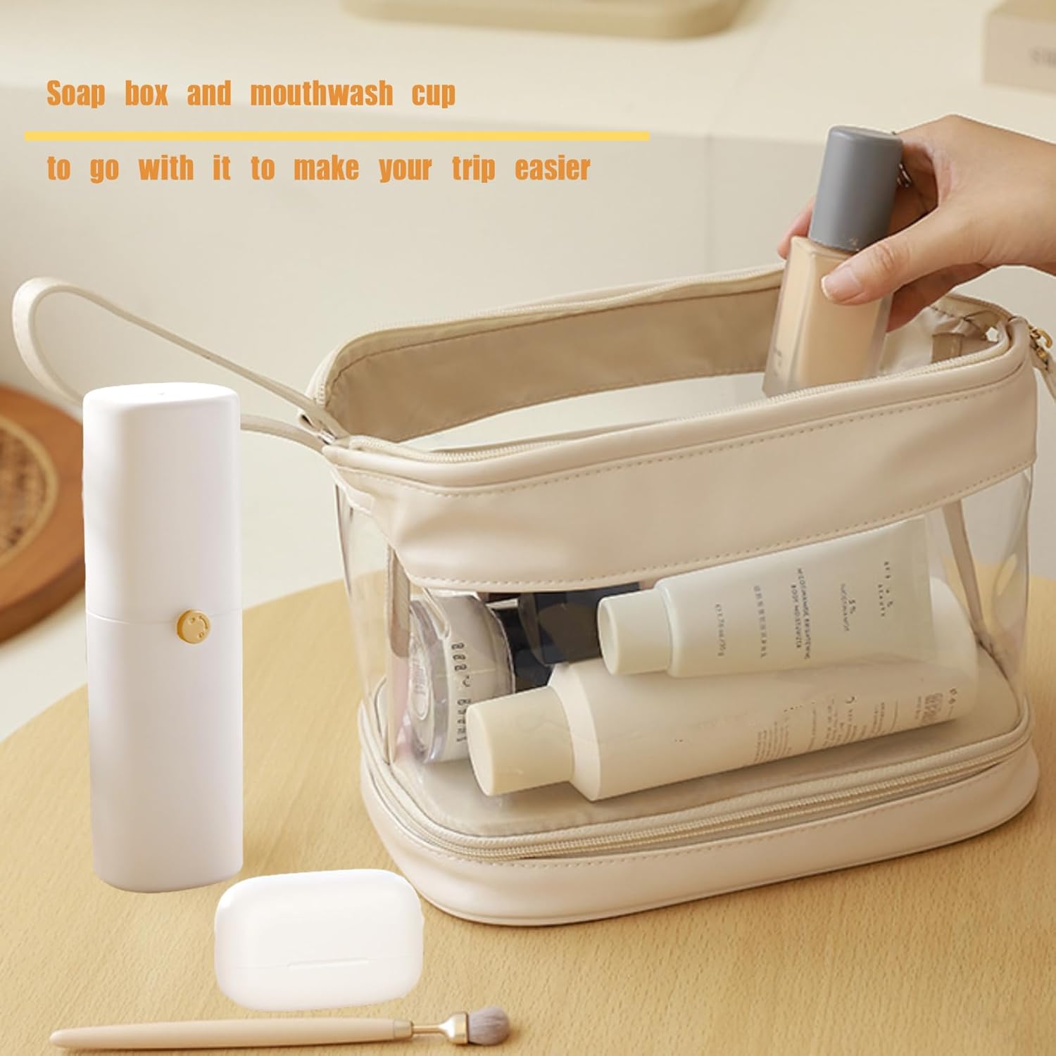 Portable Toothbrush and Toothpaste Holder & Travel Soap Case Set, Leakproof, Large Capacity, Breathable Travel Toothbrush Holder for Trips, Gym, Camping and School