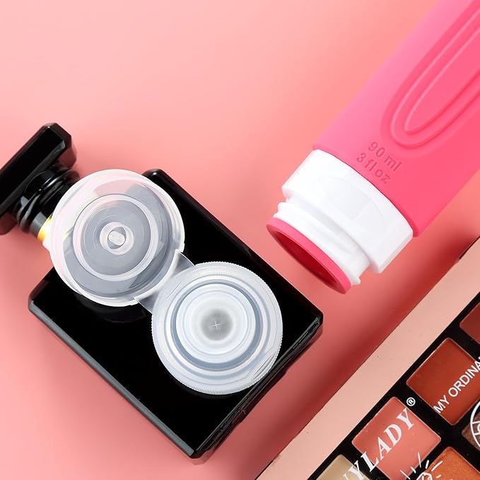 Travel Bottles for Toiletries, Tsa Approved 3oz Travel Size Containers BPA Free Leak Proof Refillable Liquid Silicone Squeezable Travel Accessories for Shampoo Conditioner Lotion (4 Pack)