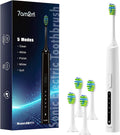 7AM2M Sonic Electric Toothbrush for Adults and Kids, 40000VPM Power Toothbrushes, USB-C Rechargeable with 4 Brush Heads, 5 Modes, 2 Minutes Built in Smart Timer, One Charge for 60 Days (White)