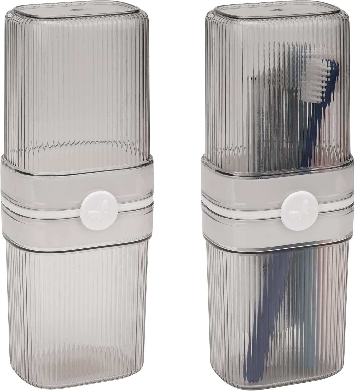 LUEXBOX 2 Pack Portable Travel Toothbrush Case, Travel Toothbrush Cup, Lightweight Tooth Brush Protector Cover, Electric Toothbrush Toothpaste Storage Container Box for Camping, Business Trip (White)