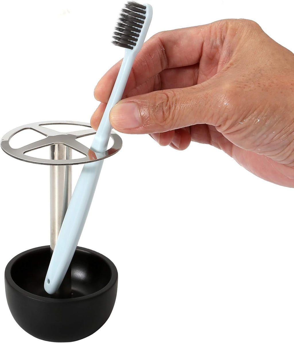 CozyCabin Toothbrush Holder Stand, for Razor, Bathroom Vanity Countertop, Stainless Steel Toothbrush Bathroom Organizer (Black)