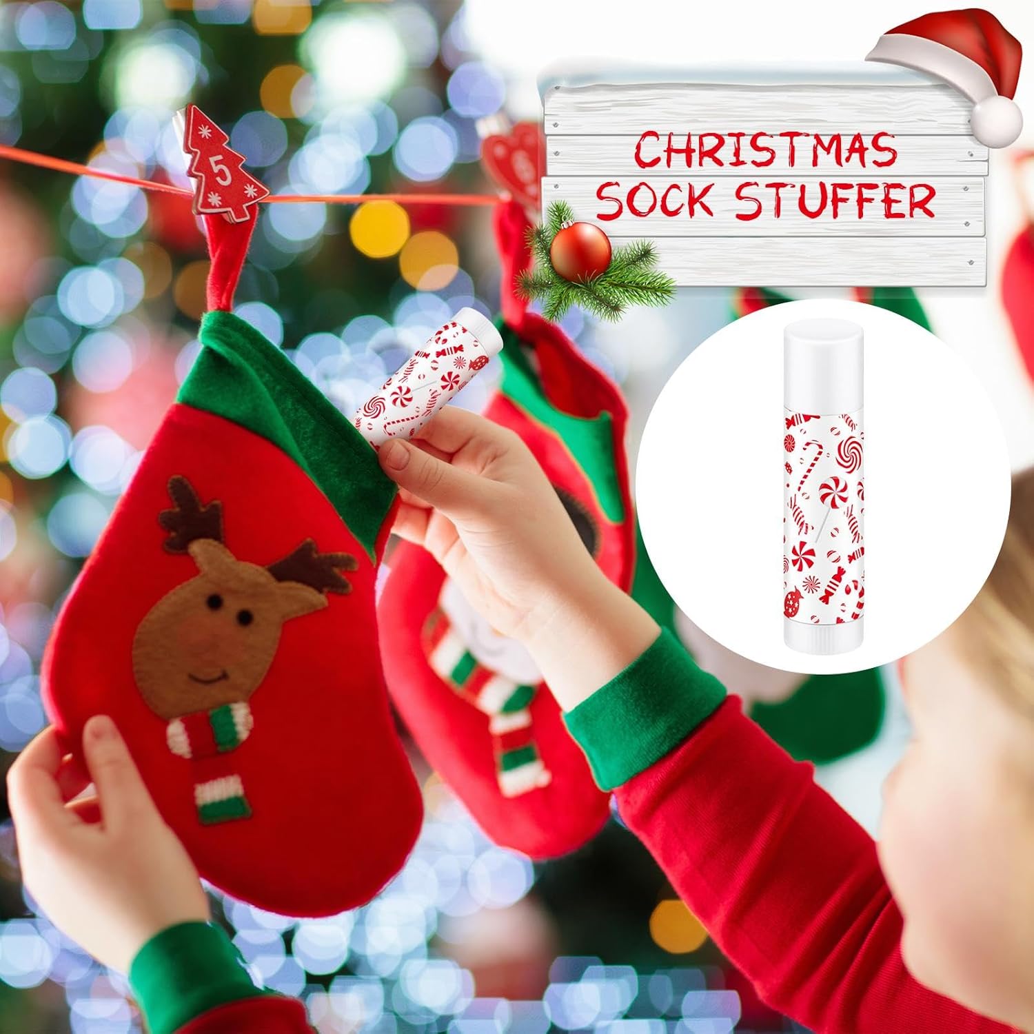 50 Pack Christmas Lip Balms Bulk Christmas Candy Peppermint Cane Scented Holiday Flavor Lip Balm Gifts Xmas Party Gifts Bulk Xmas Items Stocking Stuffers for Women Men Staff Employee (Lollipop 2)