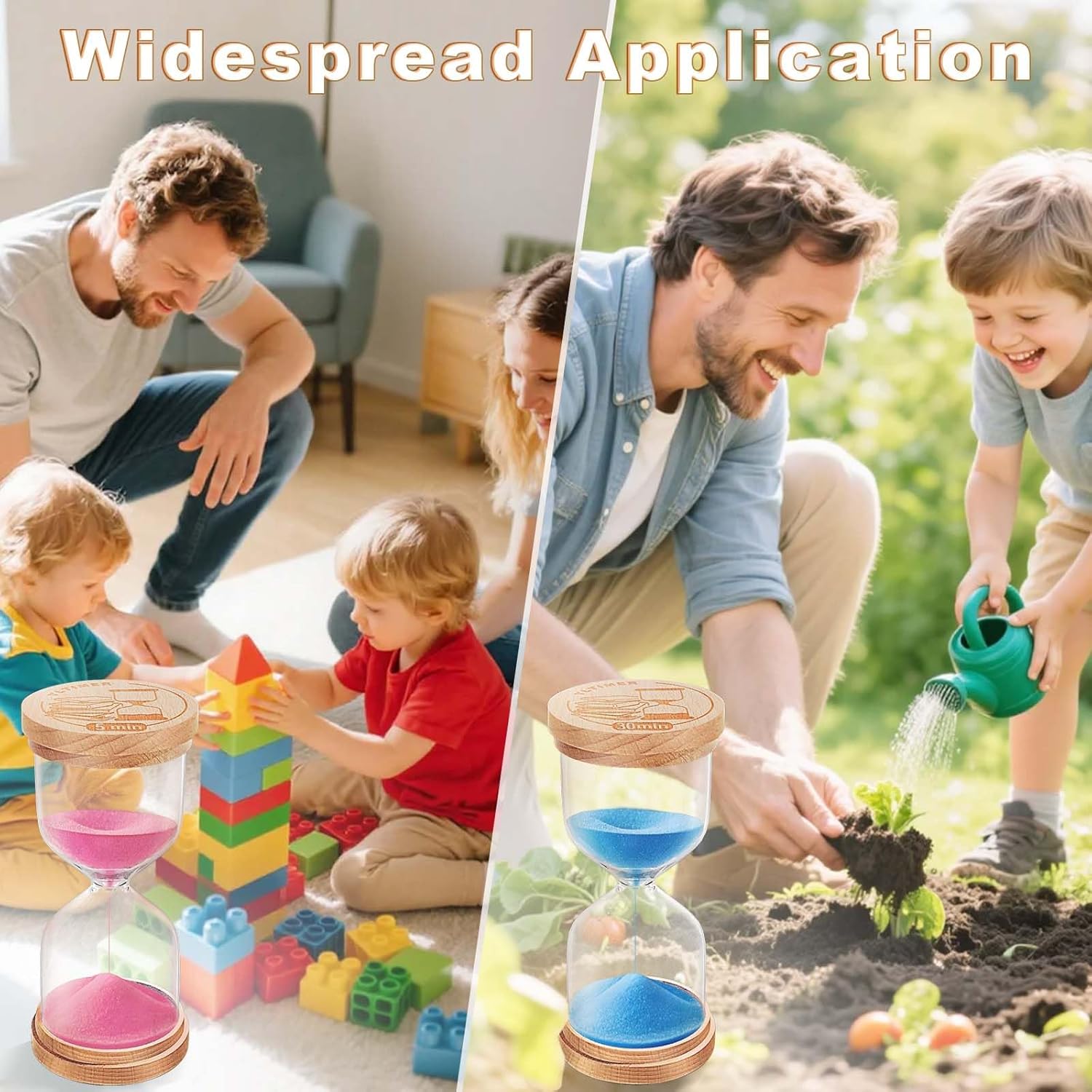 3 Minute Sand Timer for Classroom, 3min Wooden Hourglass Sand Clock, Small Hour Glass Sandglass for Kids, Game, Desk Office Decoration (Blue)