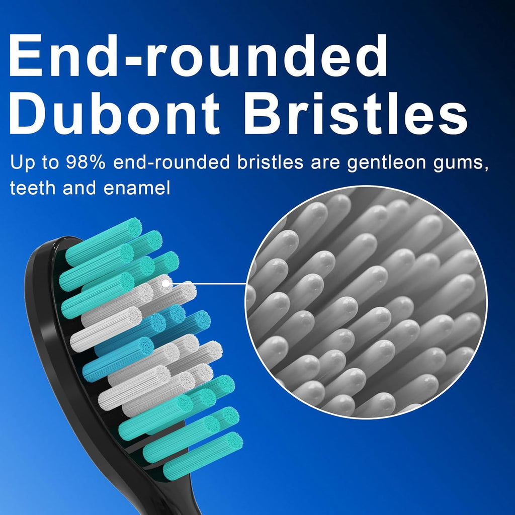 12 Pack Replacement Toothbrush Heads for AquaSonic Black Series & Pro/Vibe Series/Duo Series Pro - Compatible with AquaSonic Electric Toothbrush, Dupont Bristles with Cover-Black