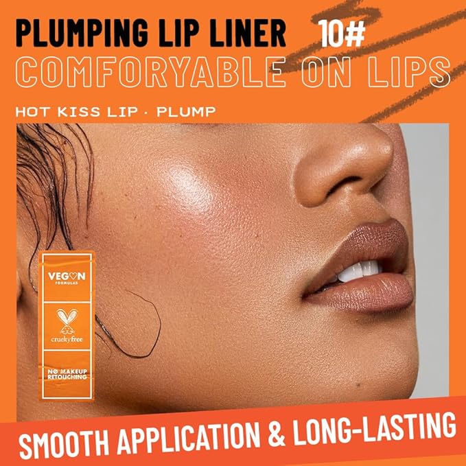 Matte Lip Liner Pencil for Shaping Lips, Retractable Creamy Brown Crayon LipLiner Pencil, Long Lasting Waterproof Lipstick Lip Liner Makeup, Vegan Beauty 10#