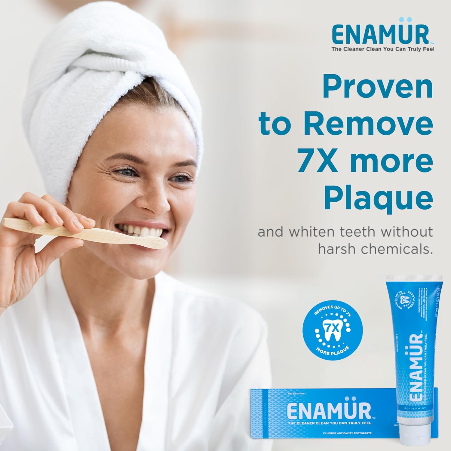 Premium Plaque & Stain Removal Toothpaste - New Launch Special: Plant Fiber Technology Removes 7X More Plaque, Whitens, Protects Enamel, 5.2 oz