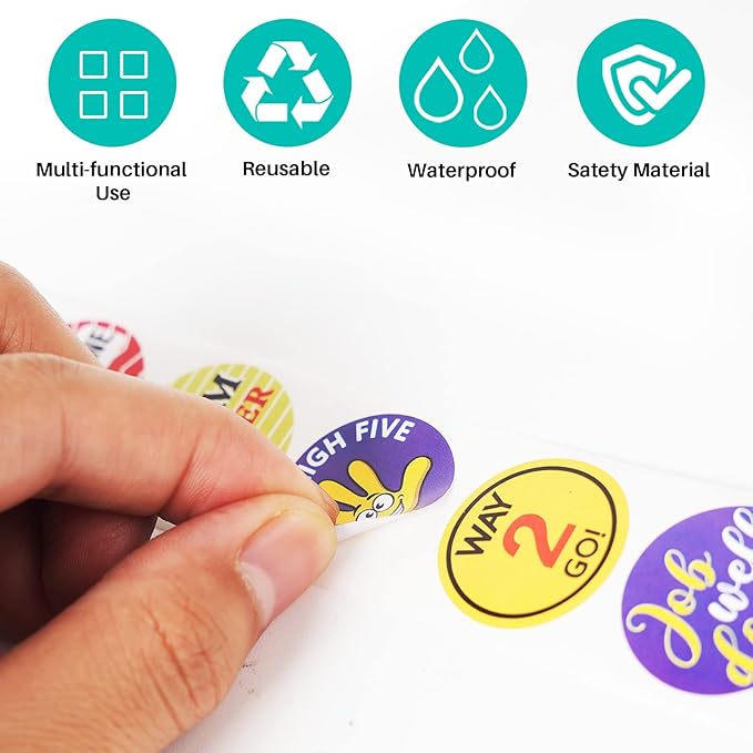 1000 Piece Kids Reward Stickers, Fun Motivational and Praise Kids Stickers to Motivate Responsibility & Good Habits,Teacher Supplies for Classroom (1" and 2 Rolls)