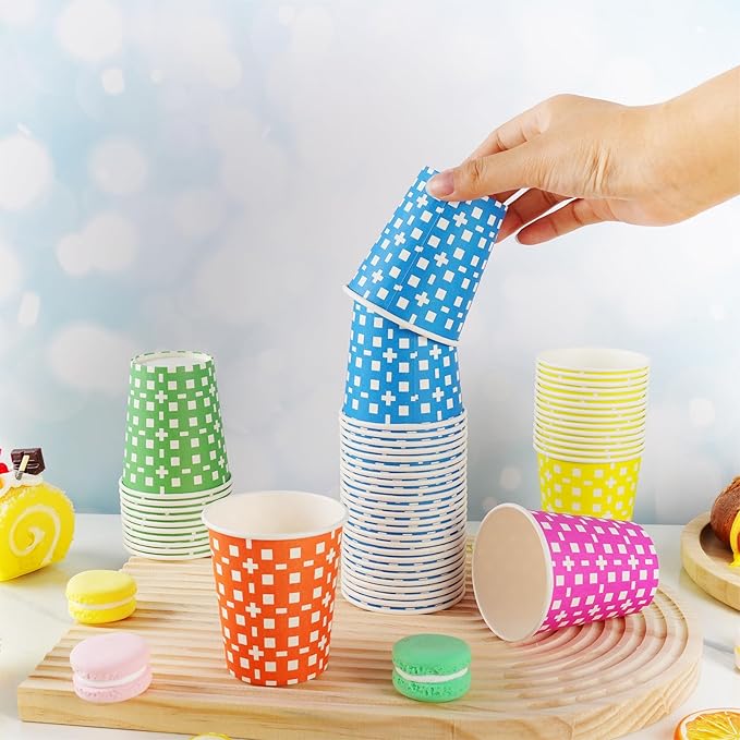 800 Pack 5oz Paper Cups, Multicolor Small Disposable Bathroom Cups Mini for Party, Picnic,Travel and Event, BBQ, 5 Colors