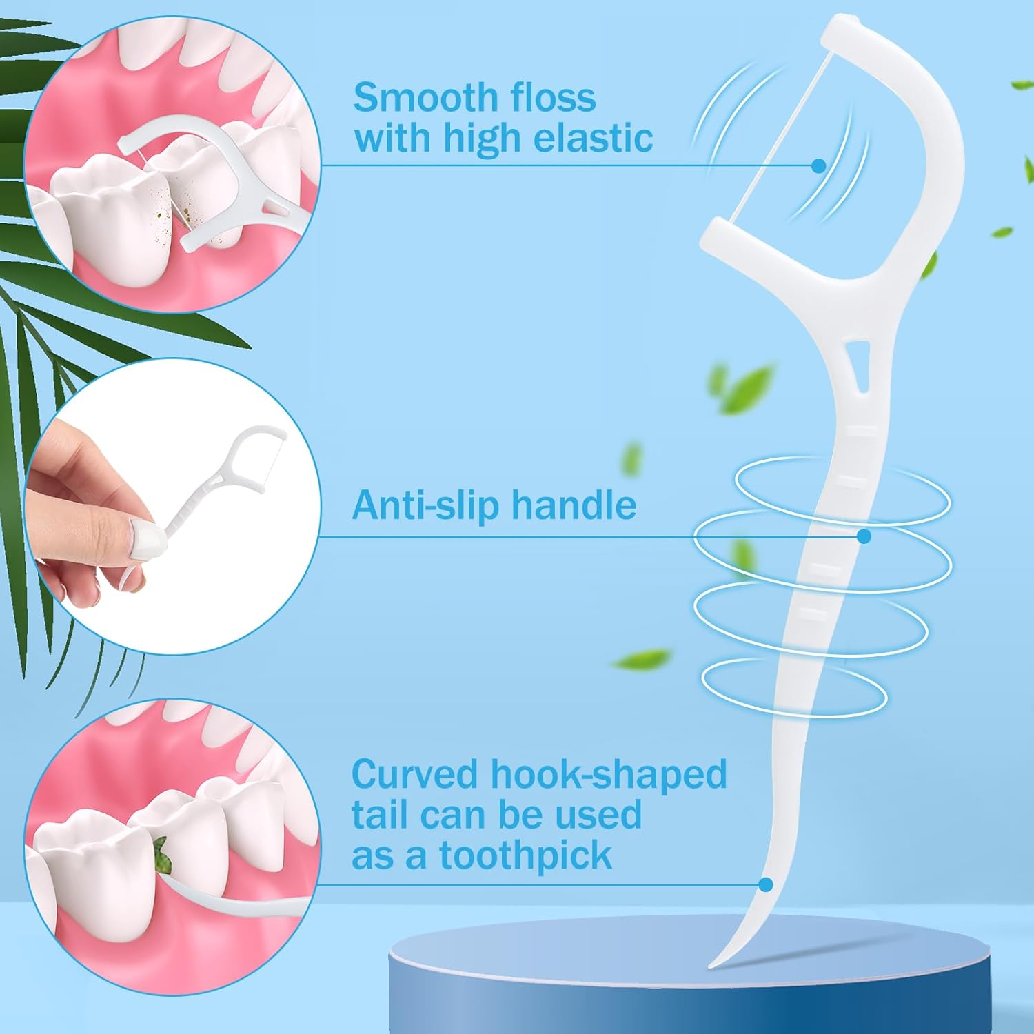 Maxcheck 2000 Count Floss Picks Bulk Natural Dental Floss Picks Toothpicks Sticks High Pull Tooth Flosser Sustainable for Teeth