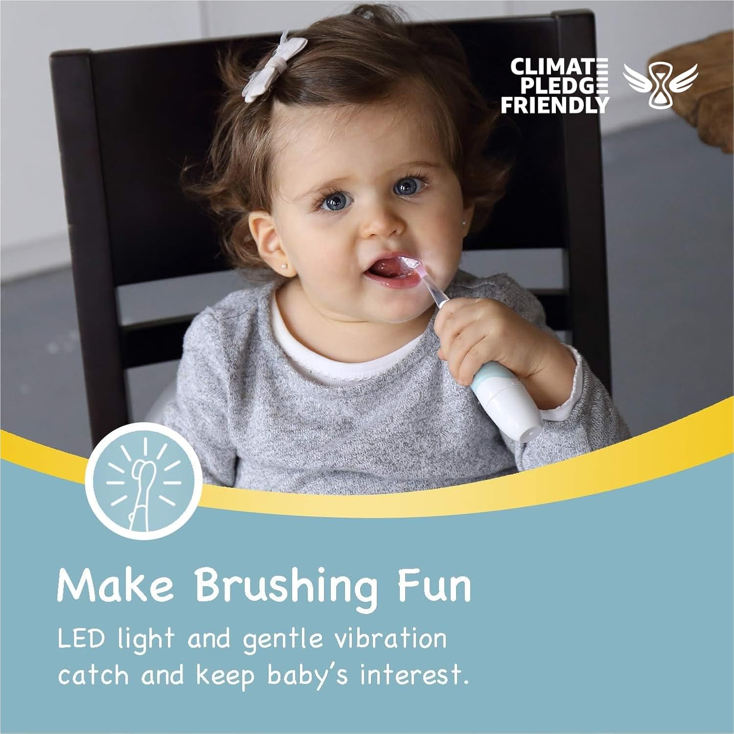 Papablic BabyHandy 2-Stage Baby Sonic Electric Toothbrush for Babies and Toddlers Ages 0-3 Years