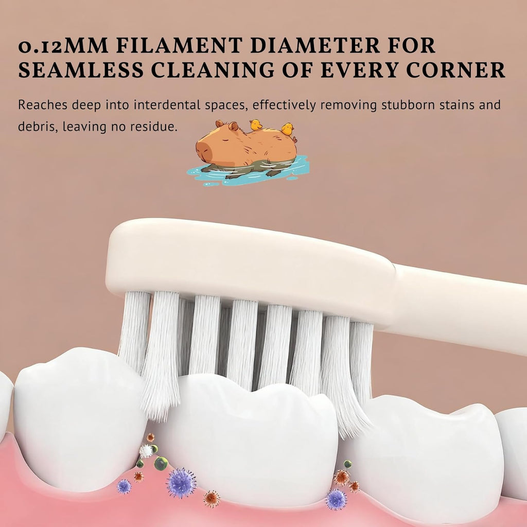 Capybara Kids Toothbrush 6-Pack - Soft Bristles with Suction Cup - Kids Toothbrush, Child-Sized Brush Heads, Easy-Storage Toothbrushes for Ages 3-12, Girls and Boys Set