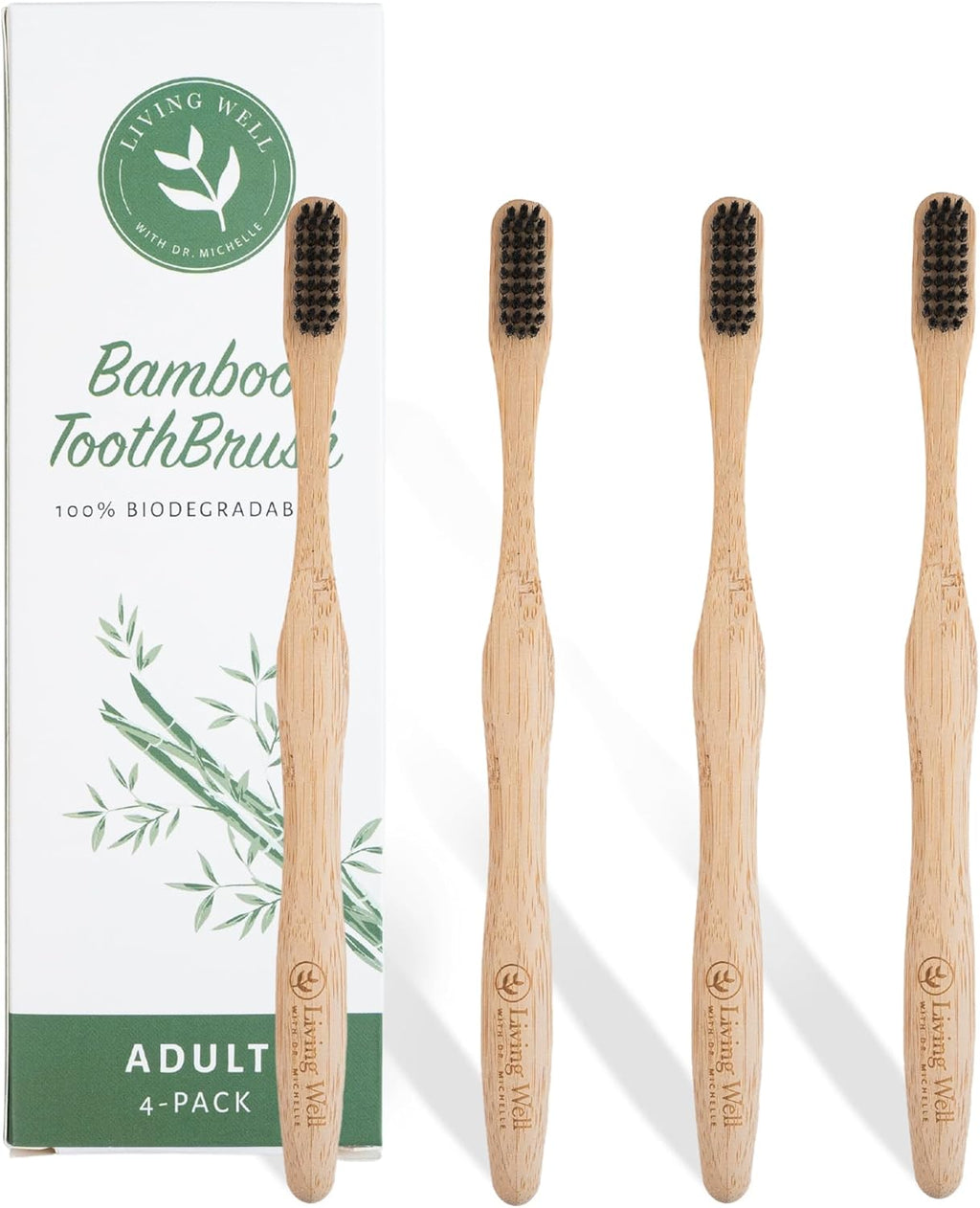 Living Well with Dr. Michelle Bamboo Toothbrush, Floss, and Copper Tongue Scraper Set