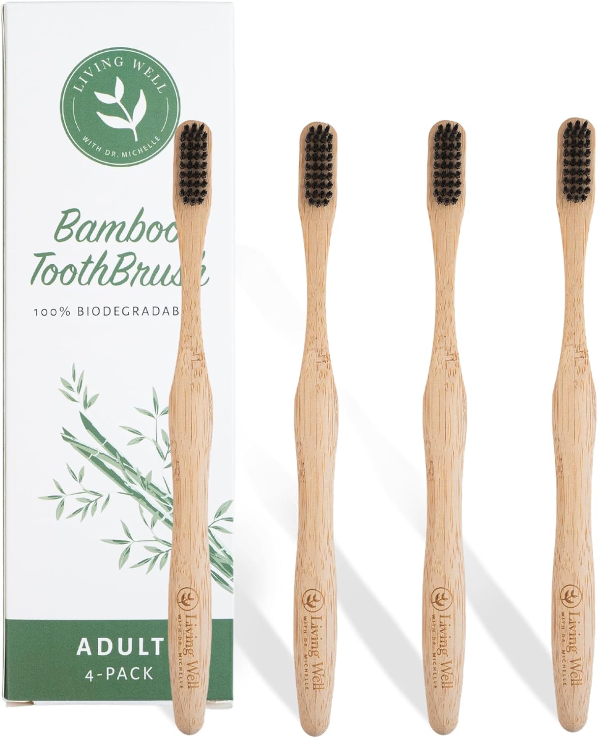 Living Well with Dr. Michelle Bamboo Toothbrush, Floss, and Copper Tongue Scraper Set