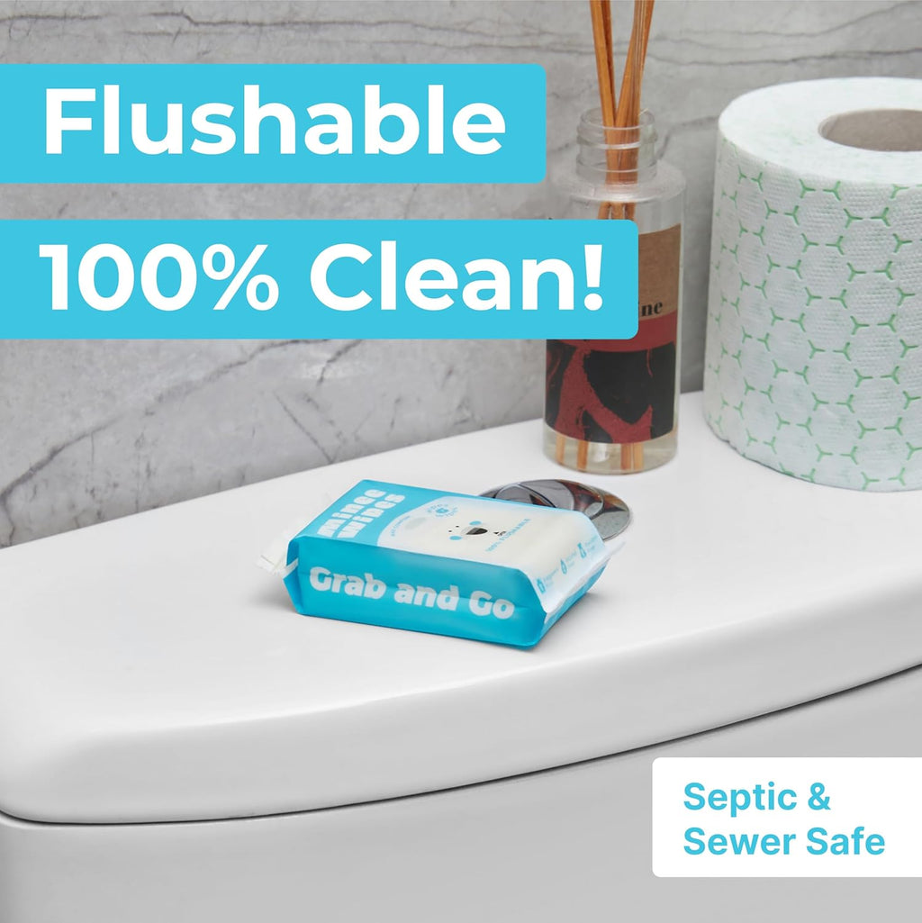 Impossibly Compact Travel Flushable Wipes - 99.5% Water and Aloe - Safe for Sensitive Skin, Hypoallergenic & Unscented - Travel Essentials for Adults, Kids & Baby Care - 48 Pack Total 288 Wipes