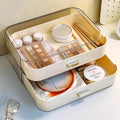 2 Pack Stackable Makeup Organizer with Drawers, Bathroom Storage for Eyeshadow Palettes, Cosmetics, and Beauty Supplies. Ideal for Vanity Counter, Cabinet, Entryway Table, Desk