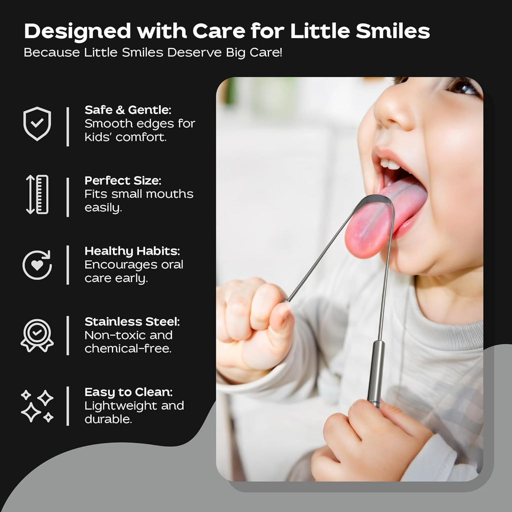 Justnatur 100% Pure Stainless Steel | Ultimate Tongue Cleaner for Fresher Breath | Reusable Metal Tongue Scraper for Adults & Kids | Extra Durable Tongue Cleaning Tool (30g Pack of 2)