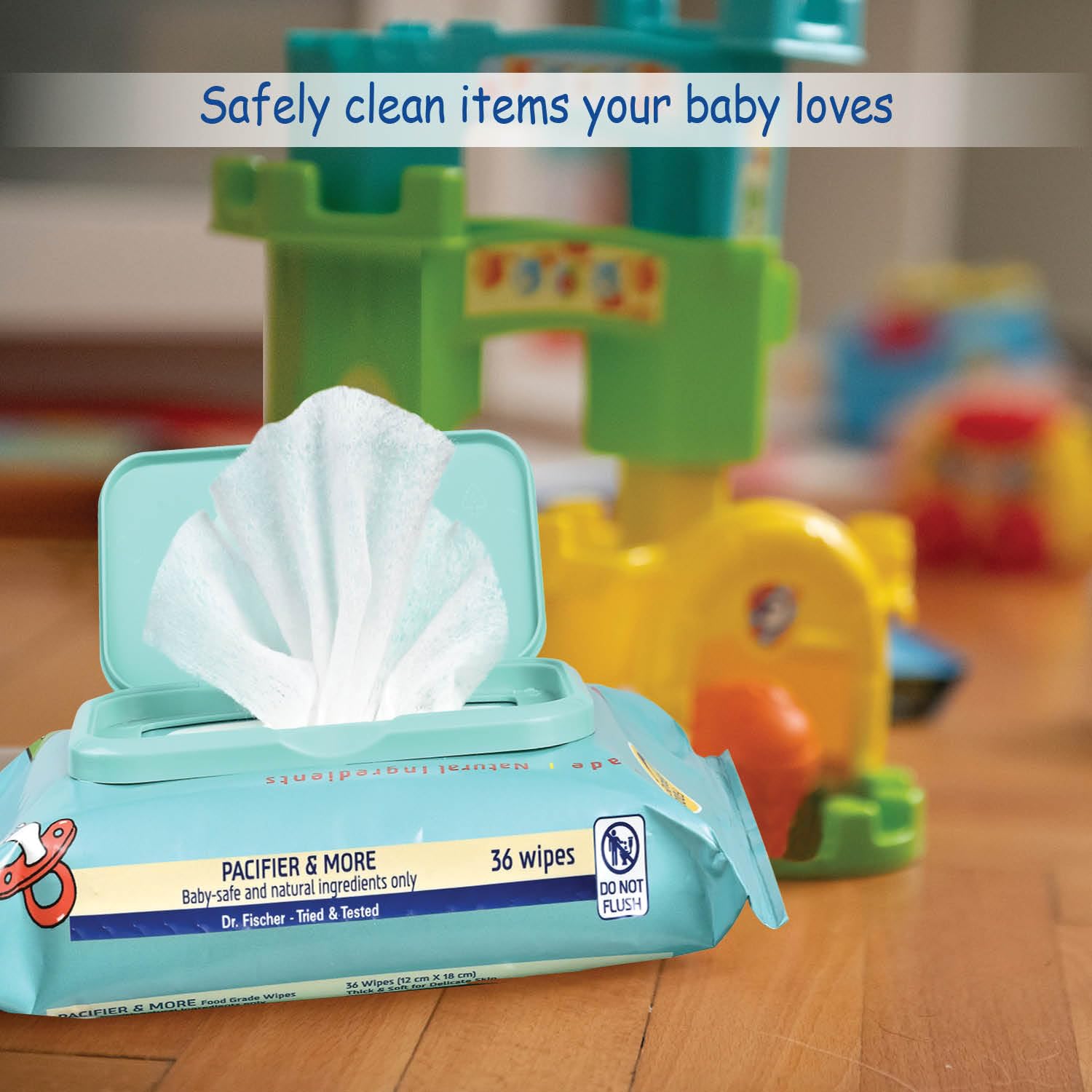 Dr. Fischer Pacifier Wipes, 100% Food Grade, Non-toxic for Bottles, Paci, Toys, Pumps, and More
