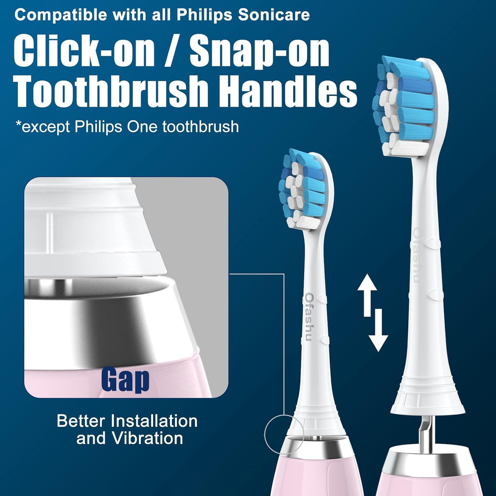 Electric Toothbrush Replacement Heads for Philips Sonicare, Ofashu Brush Head Compatible with Phillips Optimal Gum Care Extra Soft Heads G2 C1 C2 4100 5100, White, 4 Packs for Sentive Gum