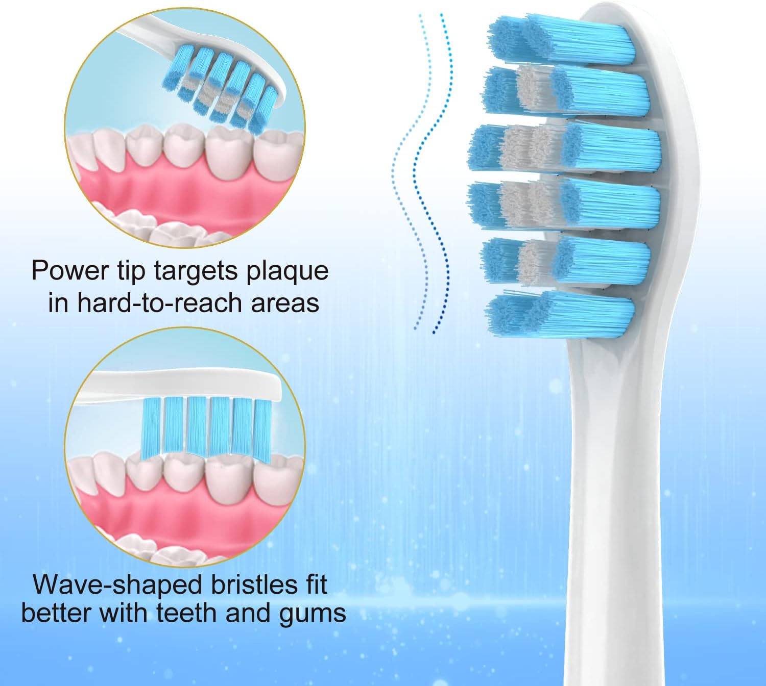 Replacement Toothbrush Heads for Philips Sonicare Click-on Handles, Medium Soft Electric Brush Heads Refills, 8 Pack