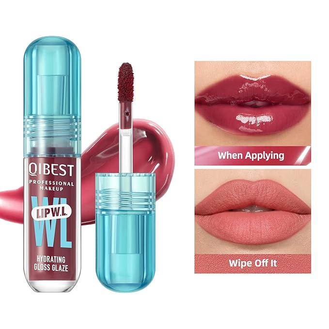 LIP VB Hydrating Gloss Stain – Lip Tint Gloss with 12HR Hydration Long-Lasting Moisture & Shine, Smooth Lip Stain with Glossy Finish, Non-Sticky, Rich Color for All Skin Tones (07# Peachy Nude, 1)