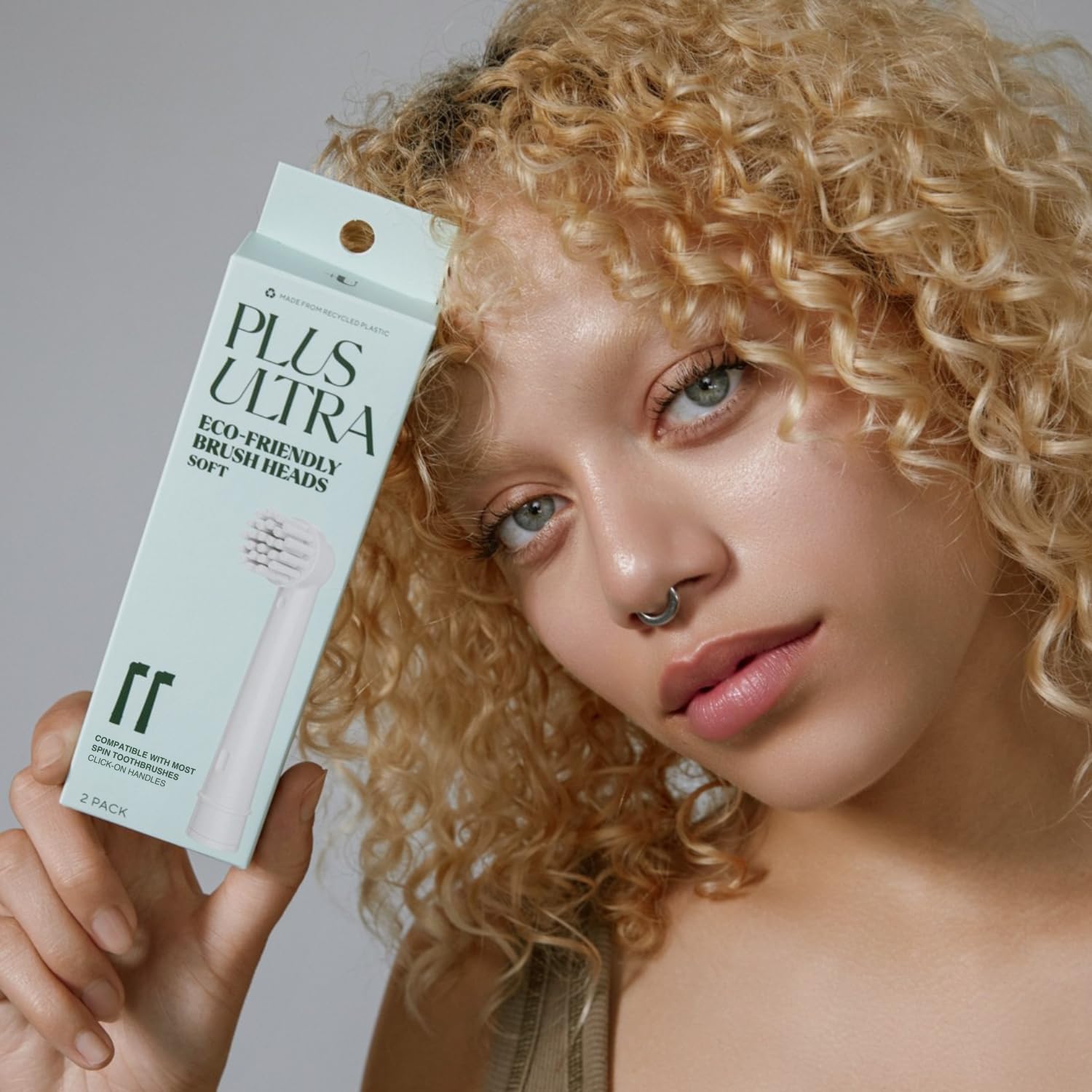 PLUS ULTRA Eco-Friendly Oral-B Compatible Electric Toothbrush Replacement Heads - 2 Heads Per Pack - Soft Toothbrush for Sensitive Teeth