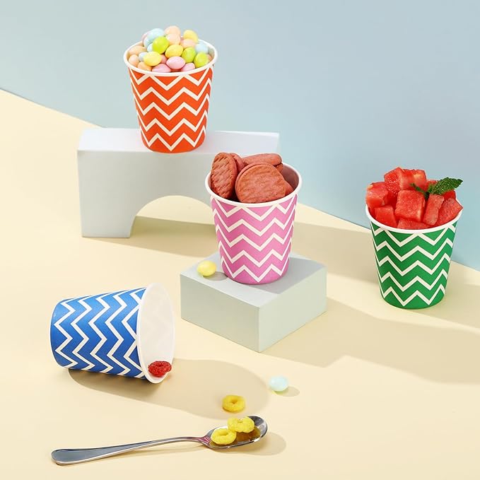 500 Pack 5oz Paper Cups, Multicolor Paper Disposable Cups, Small Mouthwash Cups, Cold Beverage Drinking Cup for Party, Travel and Event (Strip)