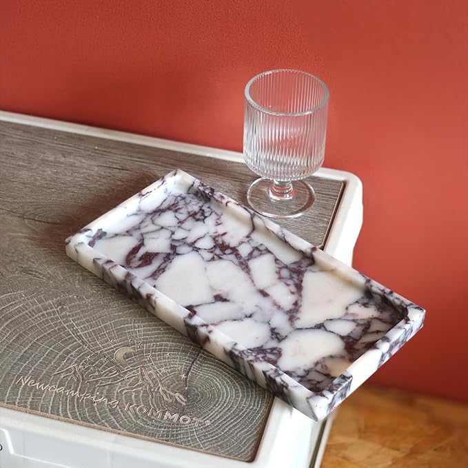 100% Natural Luxury Calaccata Viola Marble Small Hand Towel Tray Holder Organizer, Makeup Bathroom Holder