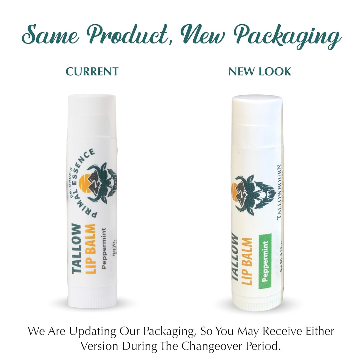 Moisturizing Tallow Lip Balm – Grass-Fed Beef Tallow with Organic Coconut Oil, Beeswax, and Vitamin E – Peppermint – Lip Balm Set – Travel Essential – 3-Pack