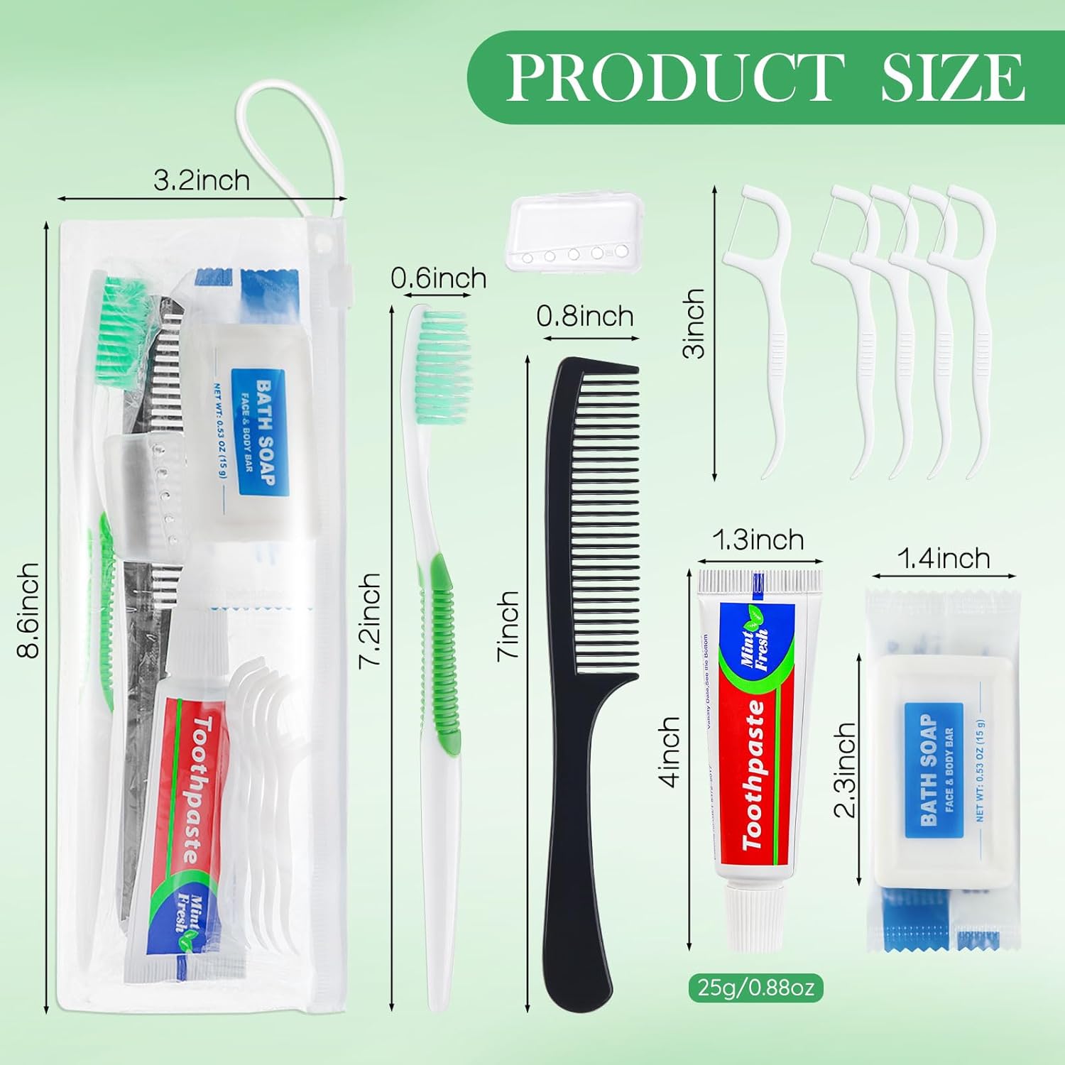 10 Set Personal Care Travel Toiletries Sets Bulk,7-in-1 Disposable Toothbrushes with Toothpaste and Floss,Comb,Soap,Cover,Zip Bag Toiletry Travel Toothbrush Kit for Homeless,Hotel,Charity