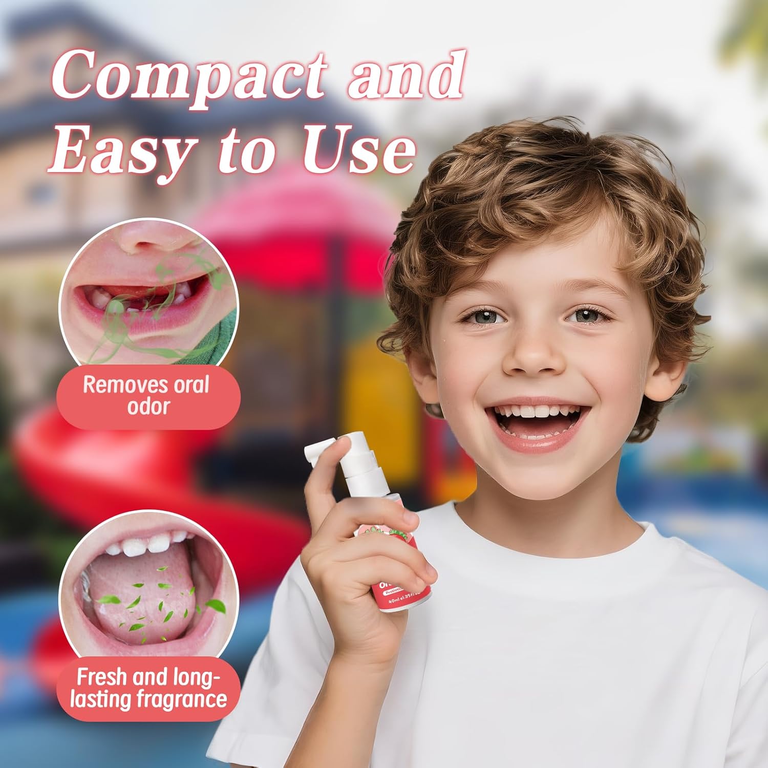 Kids Oral Spray, Toddler Toothpaste Helper for Daily Oral Care and Fresh Breath,Fruit-Flavored, Probiotic Oral Spray for Child (1Pack, Strawberry)