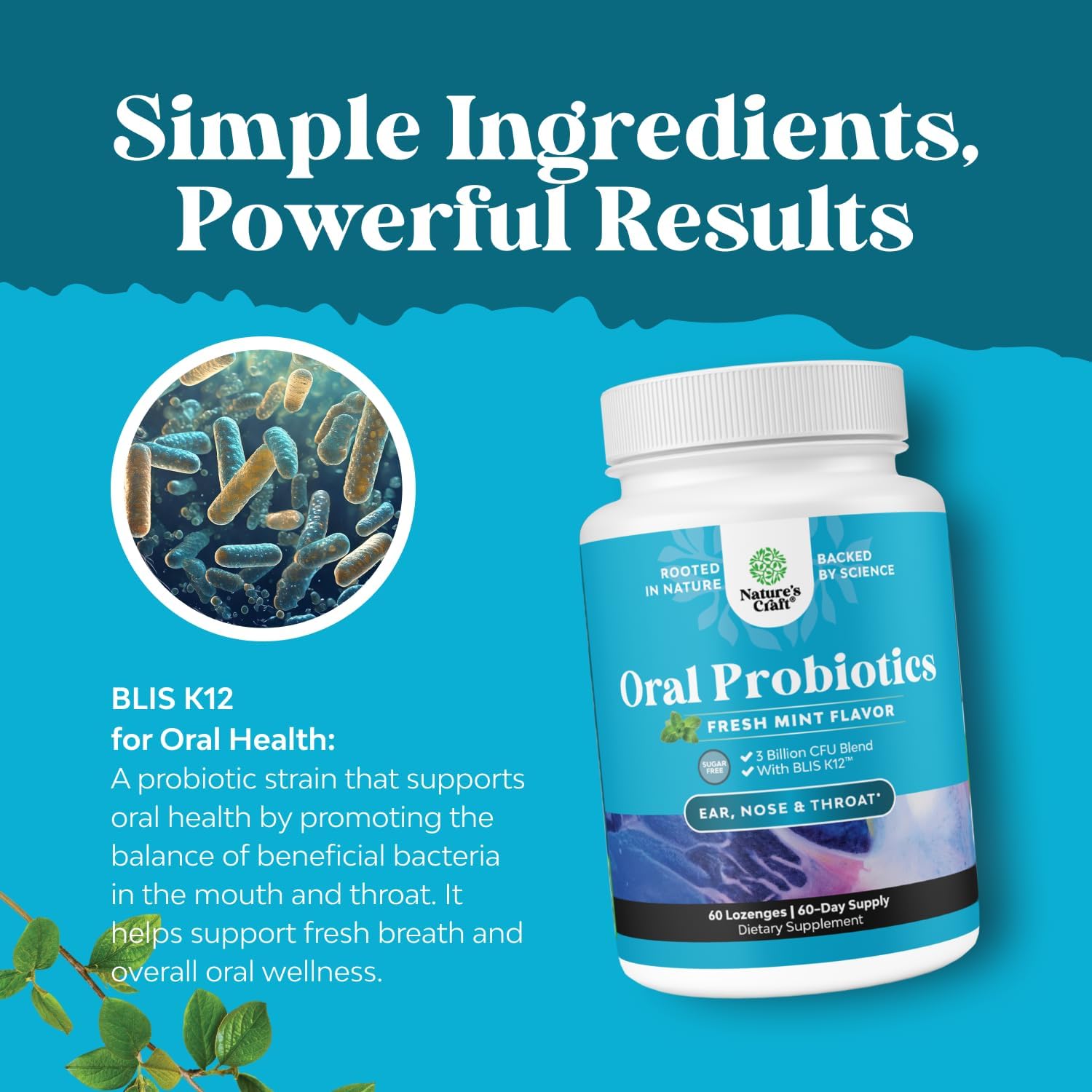 Oral Probiotics for Teeth and Gums - Minty Fresh BLIS K12 Oral Probiotics for Mouth Bad Breath Dry Mouth and Dental Health Support with 3 Billion CFU - Chewable Xylitol Lozenges Mint Flavor (60 Count)