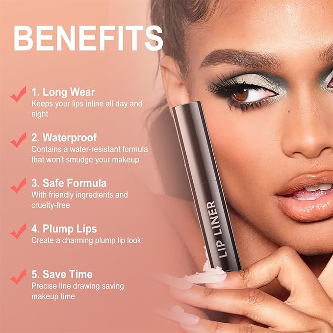 OETUIOW Lip Stain Long Lasting & Waterproof Lip Liner, Non-Stick Cup Highly Pigmented Natural Finish, Lip Gloss for All-Day Color Hold (Rose)