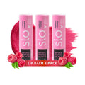 Slo | Natural Lip Balm - All Natural Ingredients, Vegan & Cruelty Free, Hydrating & Soothing, Plastic Free, Paper Packaging | Raspberry + Rosehip | 3 Pack (3 x 0.28oz/8g)