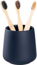 Matte Toothbrush Holder for Bathroom,Tooth Brush Holder,Modern Ceramic Toothbrush Cup as Toothpaste Holder,Bathroom Cup,Makeup Brush Cup (Dark Blue)