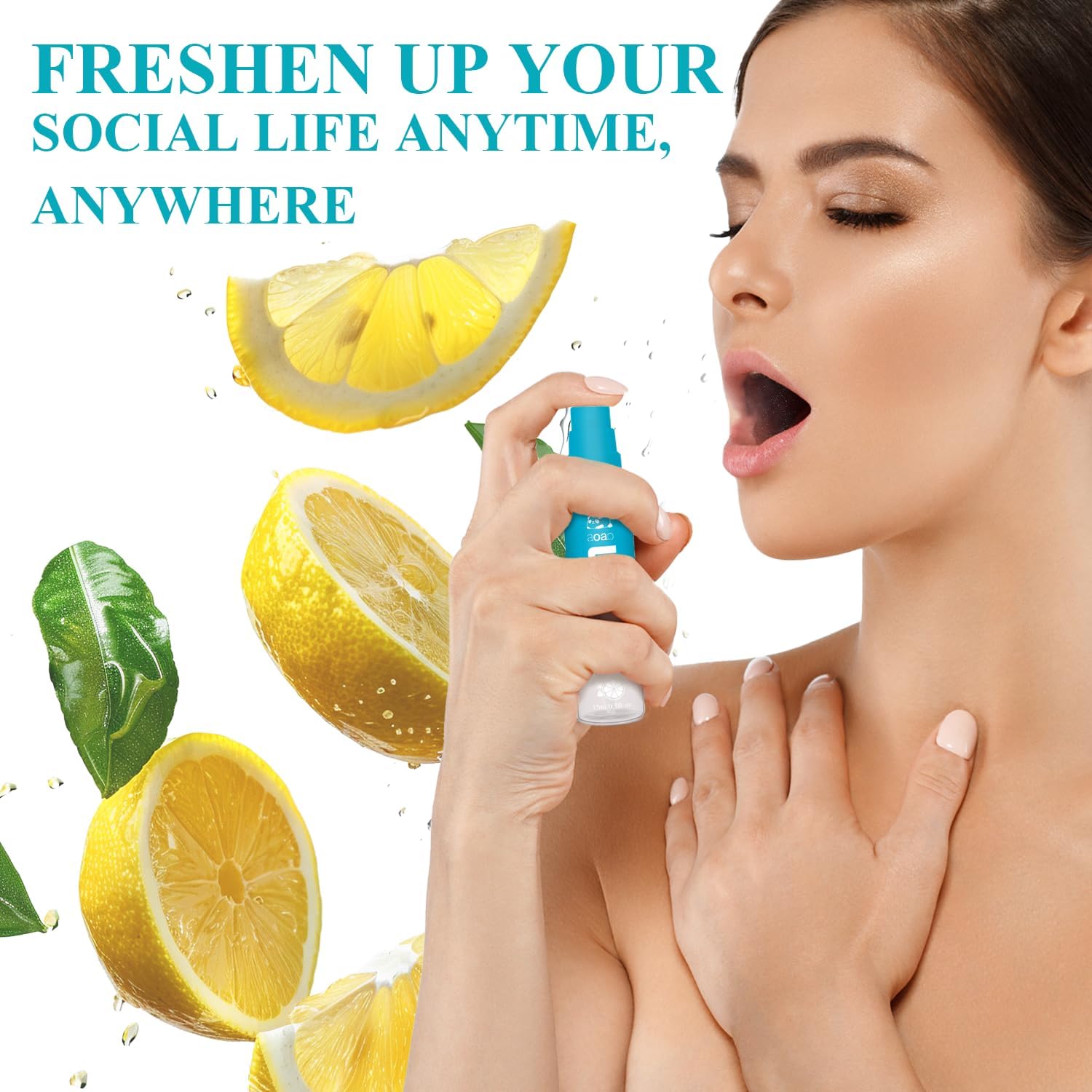 Oral Spray for Adults, Mouth Freshening Spray, Portable Peppermint Oral Freshener, Alcohol & Fluoride-Free Oral Care Mouth Spray, Travel, Dates, Office, Dry & Bad Breath,0.5fl.oz (Blue/Pink)