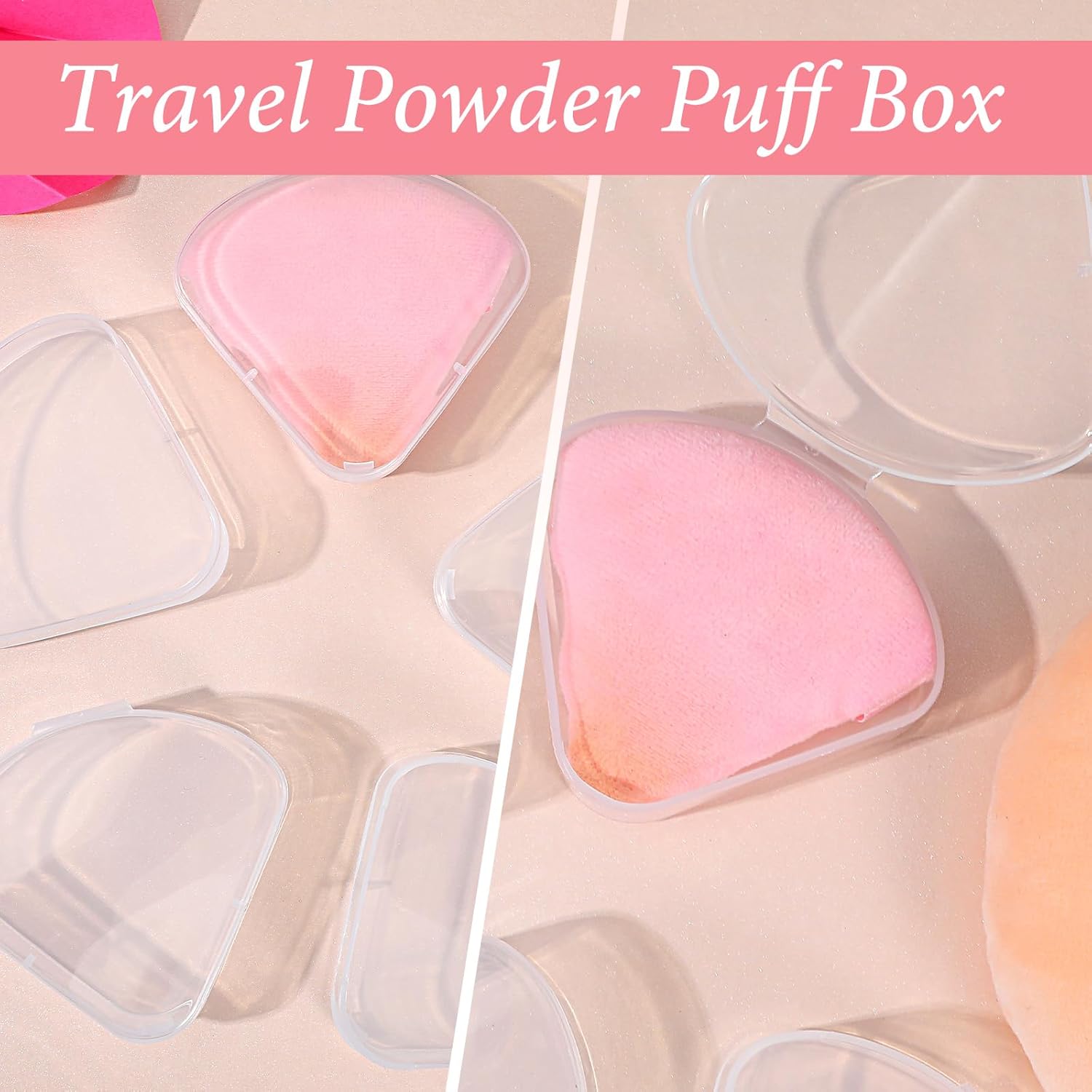 12 PCS Triangle Powder Puff Holder Cases Clear Makeup Sponge Protective Container Portable Cosmetic Puff Box Travel Beauty Blender Holder Clear Reusable Dust Proof Protective